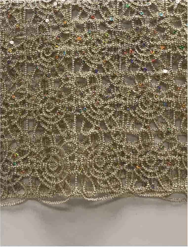 SPIDER METALLIC / CHAMPAGNE / 100% POLYESTER SPIDER METALLIC KNIT LACE